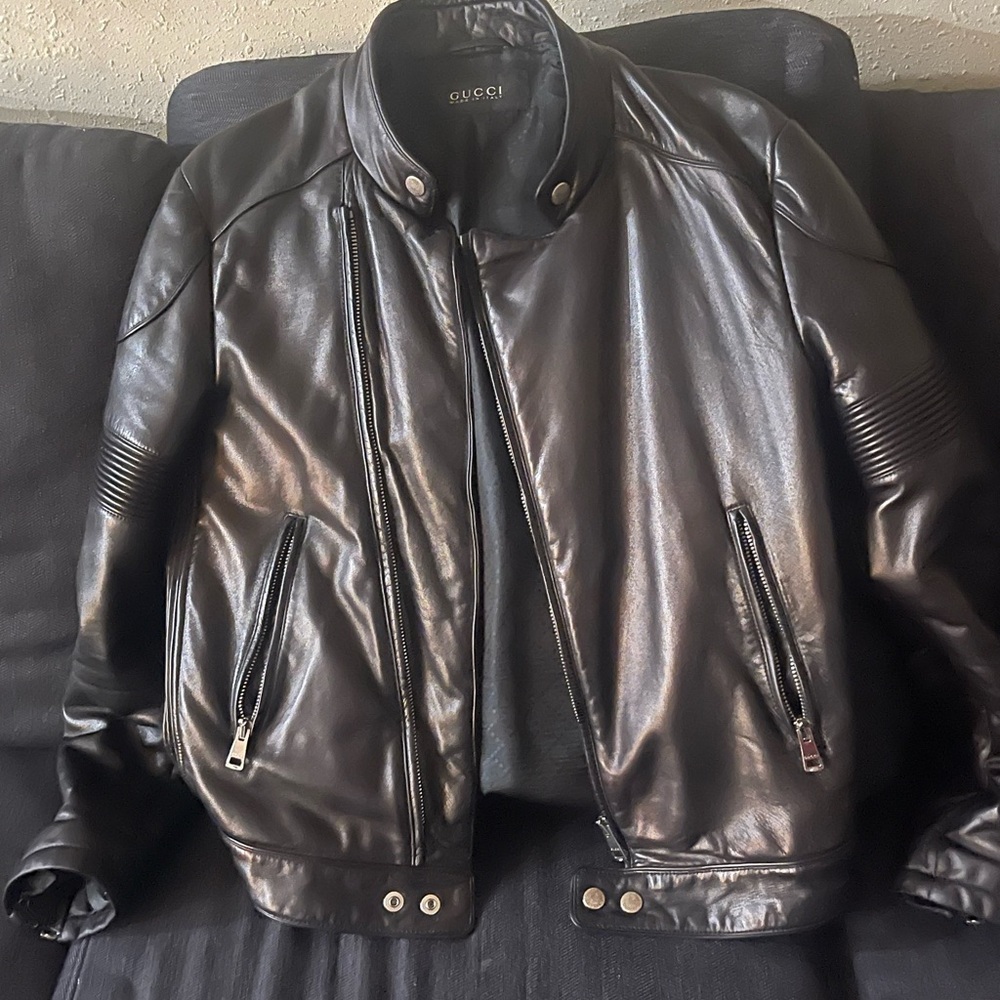 Gucci Black Bomber Jacket with Quilted Panels